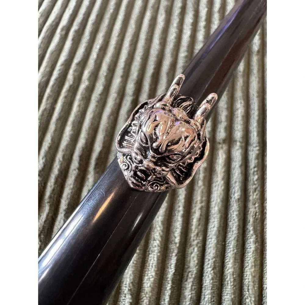 Men's Silver Dragon Head Ring Punk Rock Biker‎ Stainless Steel Adjustable Size